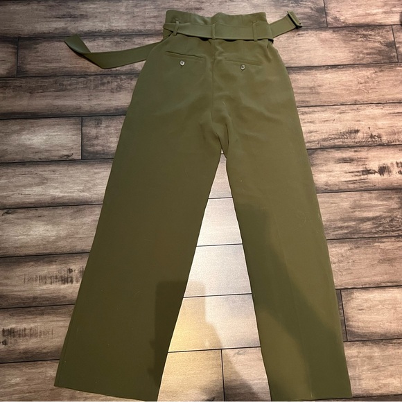 ARITZIA Wilfred Olive Green High-Waisted Wide Leg Belted Pants - Picture 11 of 14